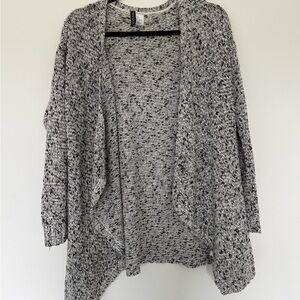 H&M Marled Open-Front Cardigan - Black & White